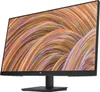 A black HP computer monitor with a colorful abstract wallpaper displayed on its screen, shown from a side angle. Produktbild-Vorschau