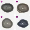 Four different oval-shaped stone sinks are displayed in a collage. Podgląd zdjęcia produktu