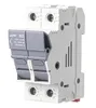 A close-up studio shot of a dual-pole fuse holder. Náhled obrázku produktu