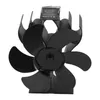 A black stove fan with six blades is shown against a white background. Anteprima dell’immagine prodotto
