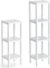 Two white wooden shelving units of different heights against a white background. Náhľad obrázku produktu