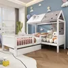 Sweiko Lit d'enfant en bois en forme de maison, lit simple, Voir les images du produit 4