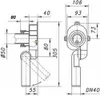 Technical drawing with dimensions of a urinal siphon. Produktbild-Vorschau