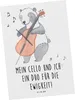 Mr. & Mrs. Panda Postkarte Cello Duo - Weiß - Geschenk, Produktbild-Vorschau 1