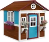 Outsunny Kinderspielhaus aus Holz mit Fenster Blumenregal Produktbild-Vorschau 1