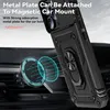 A black phone case with a ring holder is shown attached to a magnetic car mount inside a car. Produktbild-Vorschau