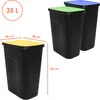 Abfalleimer schwarz mit farbigem Klappdeckel 3er Set - 35 L Produktbild-Vorschau 2