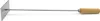 A fireplace tool with a metal rake head and a wooden handle, isolated on a white background. Podgląd zdjęcia produktu