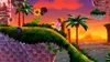 A video game scene with a character running on a grassy path with a sunset in the background. Produktbild-Vorschau