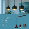 A product image showing a black pendant light fixture with three lamps, along with descriptive text and icons. Náhled obrázku produktu