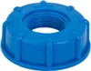 A blue plastic threaded connector for an IBC container. Voir les images du produit