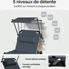 Chaise longue en aluminium gris Bari XXL 210cm pare-soleil Voir les images du produit 4