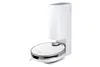 A white robot vacuum cleaner is docked in its charging station against a white background. Náhled obrázku produktu