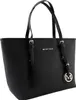 A black leather tote bag with gold-tone hardware and a brand logo. Produktbild-Vorschau