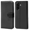 A black flip case for a smartphone is shown from the front and back. Náhľad obrázku produktu