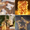 A collage of four images showing different uses and presentations of LED string lights. Produktbild-Vorschau