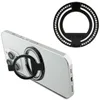 A black ring stand with rhinestones, branded with 'GUESS', is shown attached to the back of a silver smartphone. A separate, close-up view of the ring stand is also present. Podgląd zdjęcia produktu