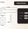 Diagram showing the dimensions and measurements of a door handle set. Produktbild-Vorschau