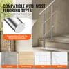 A marketing image showing a stainless steel handrail compatible with various flooring types, with examples of concrete, wood flooring, tiles, and marble. Náhled obrázku produktu