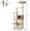 PawHut Kratzbaum mit Katzenhöhle Mehrstufiger Rattan Produktbild-Vorschau 3