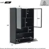 A diagram of a black vitrine with dimensions indicated. Podgląd zdjęcia produktu