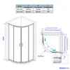 A technical drawing and a table showing dimensions and specifications for a shower enclosure. Produktbild-Vorschau