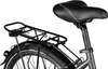 Close-up view of the rear of a bicycle, focusing on the seat, rear rack, and tire. Produktbild-Vorschau