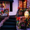 A decorated house entrance with Christmas lights and a wreath. Anteprima dell’immagine prodotto