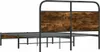 A metal bed frame with a wooden headboard, shown from the side against a white background. Produktbild-Vorschau