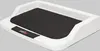 A white dog bed with a black quilted cushion and a black label with a logo. Produktbild-Vorschau