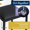 Close-up of a black bar stool seat with a graphic demonstrating its dirt-repellent and hydrophobic properties. Anteprima dell’immagine prodotto