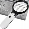 A magnifying glass with LED lights is shown over a newspaper. Náhled obrázku produktu