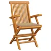 Möbel Gartenstühle mit Beige Kissen 2 Stk. Massivholz Teak Produktbild-Vorschau 2