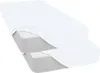 Two white fitted sheets are stacked on top of each other, with the top sheet partially covering the bottom one. Produktbild-Vorschau
