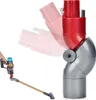 A Dyson vacuum cleaner accessory is shown, with a hand holding the main unit and the accessory attached to the wand. The accessory is also shown in isolation, demonstrating its articulation. Náhled obrázku produktu