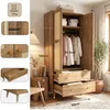 Kledingkast met rattanlook, 80x50x180 cm, gemaakt van MDF Productafbeelding-voorbeeld 5