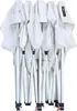 A folded white canopy tent frame with fabric draped over it, shown against a white background. Produktbild-Vorschau