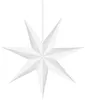 A white, eight-pointed star ornament hangs from a white string against a white background. Náhled obrázku produktu