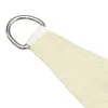 A close-up view of the corner of a cream-colored sun sail, showing a metal D-ring attached to a reinforced fabric loop. Produktbild-Vorschau