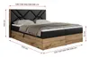 A boxspring bed with a headboard and storage drawers, shown with dimensions indicated by measurement lines and text. Produktbild-Vorschau