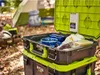 Camping scene with Ryobi toolboxes filled with camping gear. Náhľad obrázku produktu