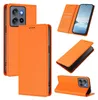 A collage of images showing an orange flip-style phone case from different angles, including one with a phone inside. Anteprima dell’immagine prodotto