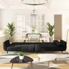 vidaXL Schlafsofa 2-Sitzer mit 2 Kissen Schwarz Samt Produktbild-Vorschau 3
