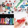 A collage of images showing poker chips, playing cards, dice, and a poker case. Podgląd zdjęcia produktu