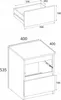 Diagrams showing the dimensions of a nightstand and its drawer. Produktbild-Vorschau