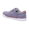 A side view of a grey men's sneaker with brown accents. Produktbild-Vorschau