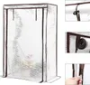 A white greenhouse with brown trim, containing plants inside. Produktbild-Vorschau