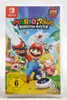 The image shows the front cover of a Nintendo Switch game case for 'Mario & Rabbids Kingdom Battle'. Produktbild-Vorschau