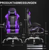 A gaming chair with dimensions and specifications shown. Náhled obrázku produktu