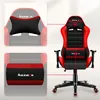 A gaming chair with close-up views of its lumbar and headrest pillows. Náhled obrázku produktu